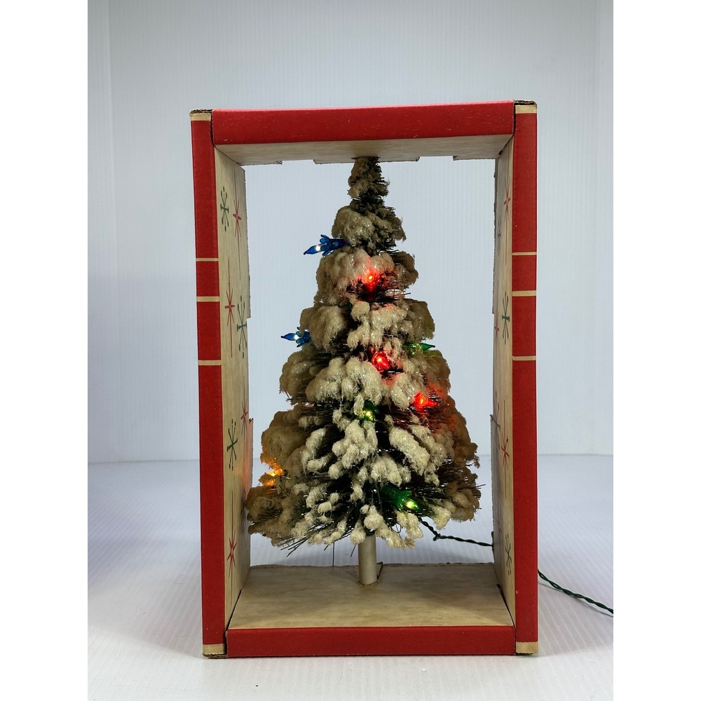 Vintage Grants Electrified Table Top Tree Flocked Christmas Decor Original Box